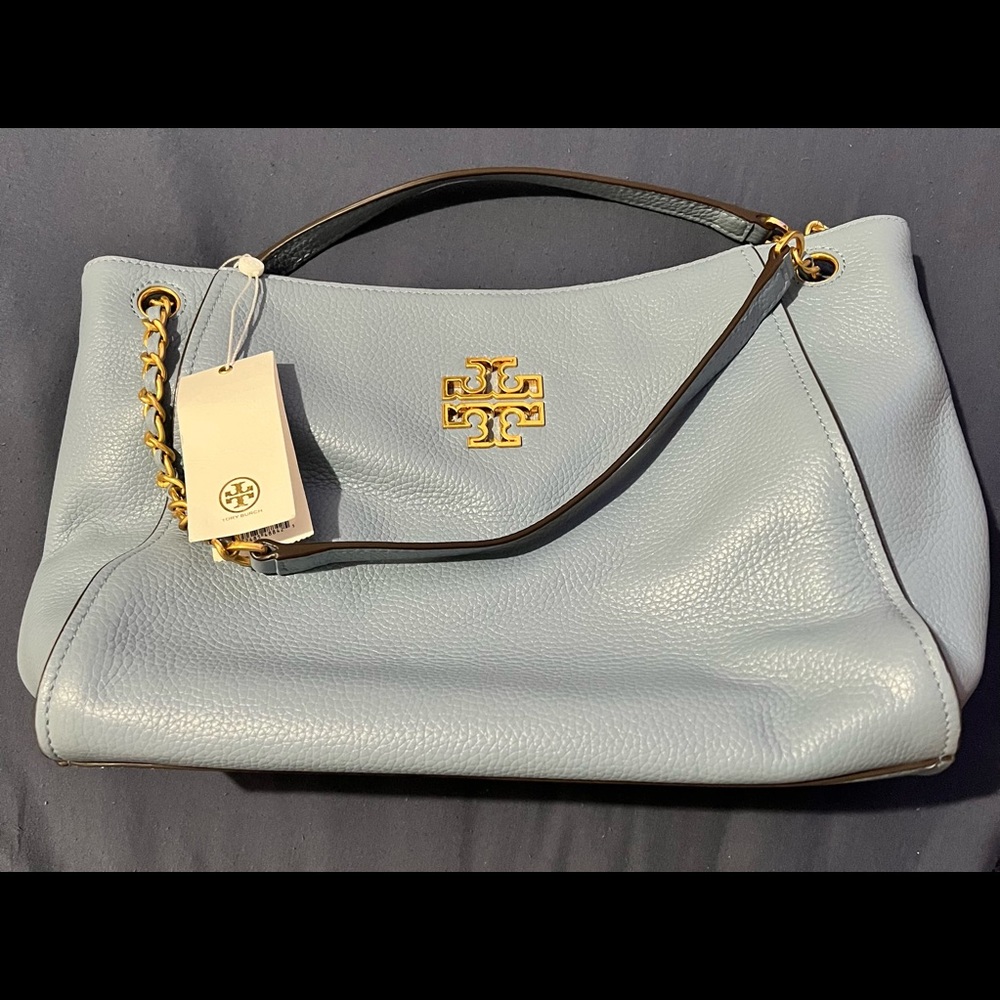 Tory Burch Britten Tote Bag (Color: Blue Cloud)